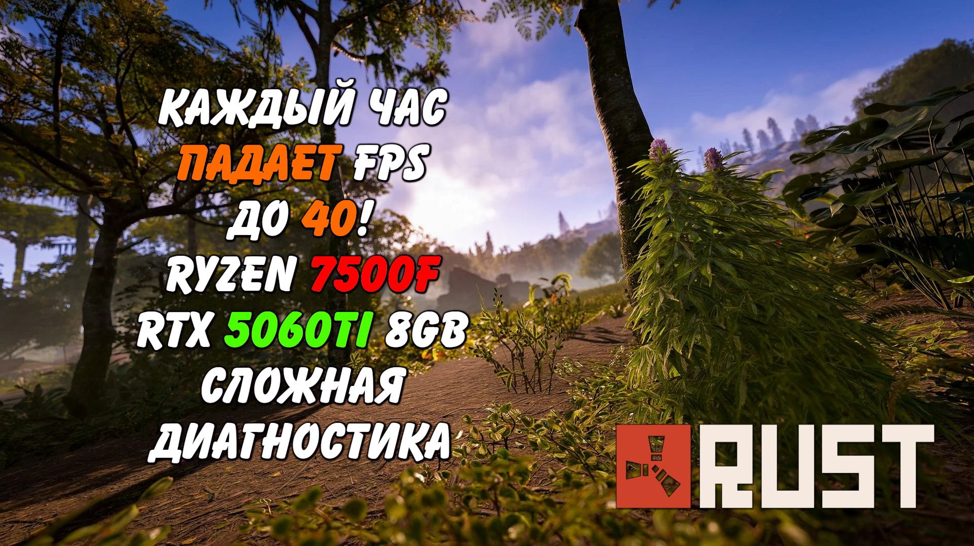 Стабильная просадка до 40 FPS каждый час Rust Раст Запись диагностики пк Rogue