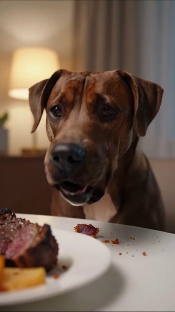 Собака наслаждается вкусным ужином! собаки вкуснаяеда домашниеживотные