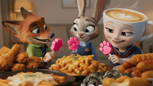 Мультфильм. Корейская уличная еда Ник и капуччина  ЗВЕРОПОЛИС