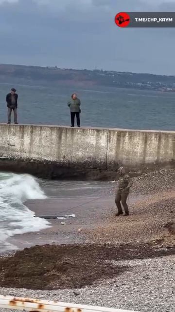 В Севастополе военный выловил из моря у пляжа Парка Победы  украинский беспилотник.