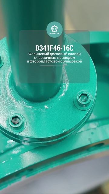 D341F46-16C Фланцевый дисковый клапан с червячным приводом и фторопластовой облицовкой-HFTF