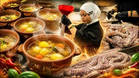 Уличная еда в Узбекистане. Гигантское ведро с мясом. Лучшая уличная еда в Азии
