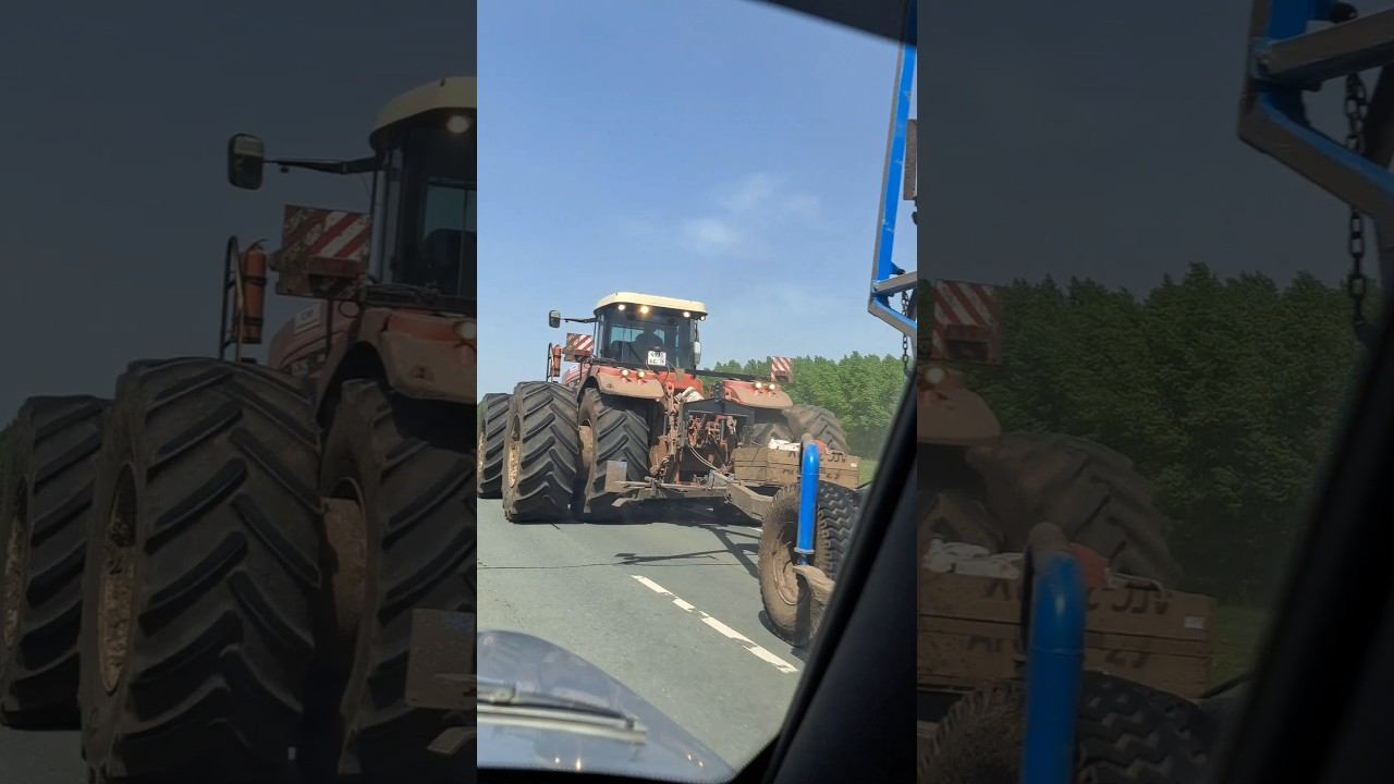Обгоняем трактор на машине