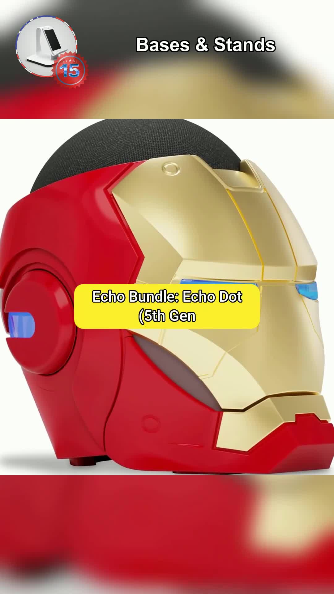 1⃣5⃣Echo Bundle: Echo Dot (5th Gen, 2022 Release) | Charcoal And Limited Edition Marvel Iron Man ...