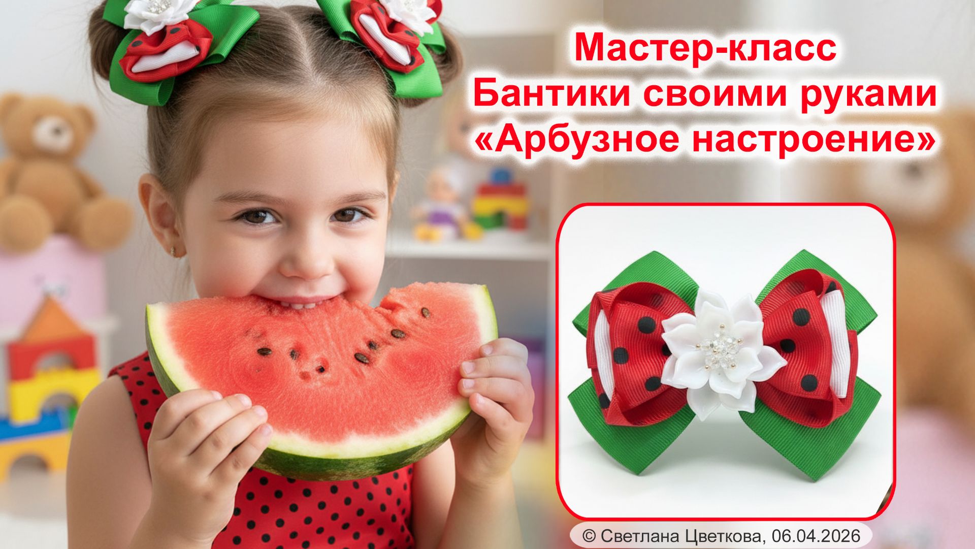 Бантики арбузики. Мастер-класс, банты своими руками