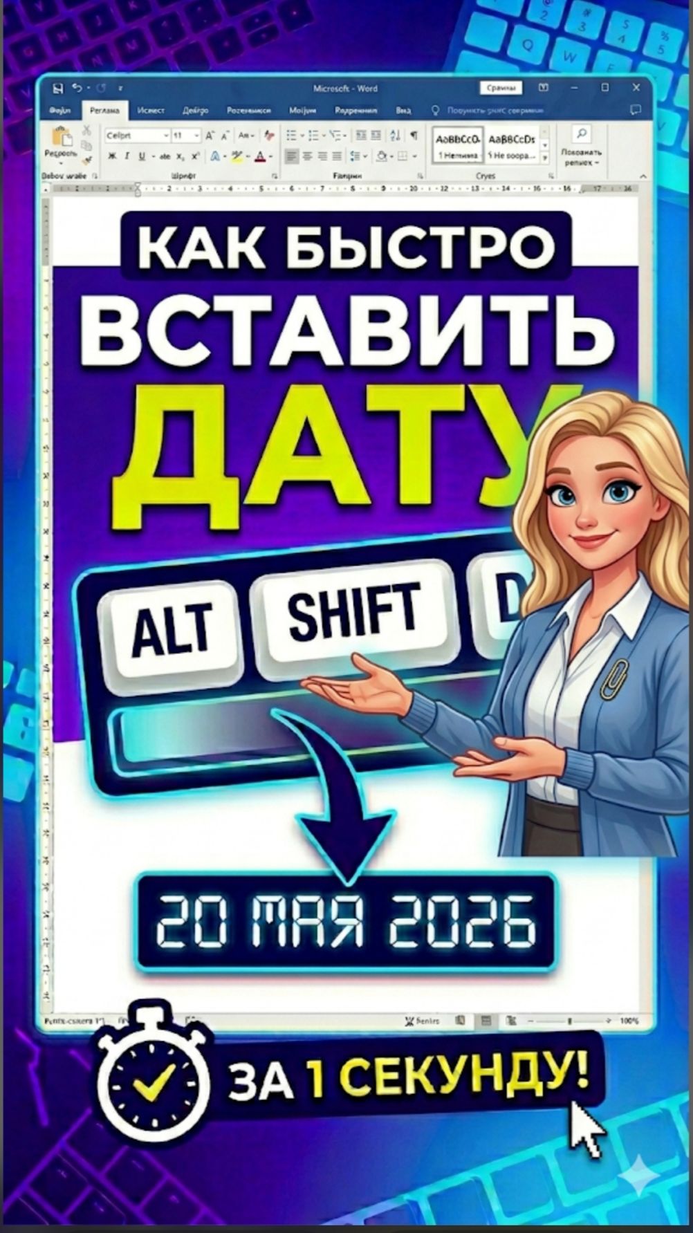 Как вставить дату в Word за 1 секунду? Лайфхак!
