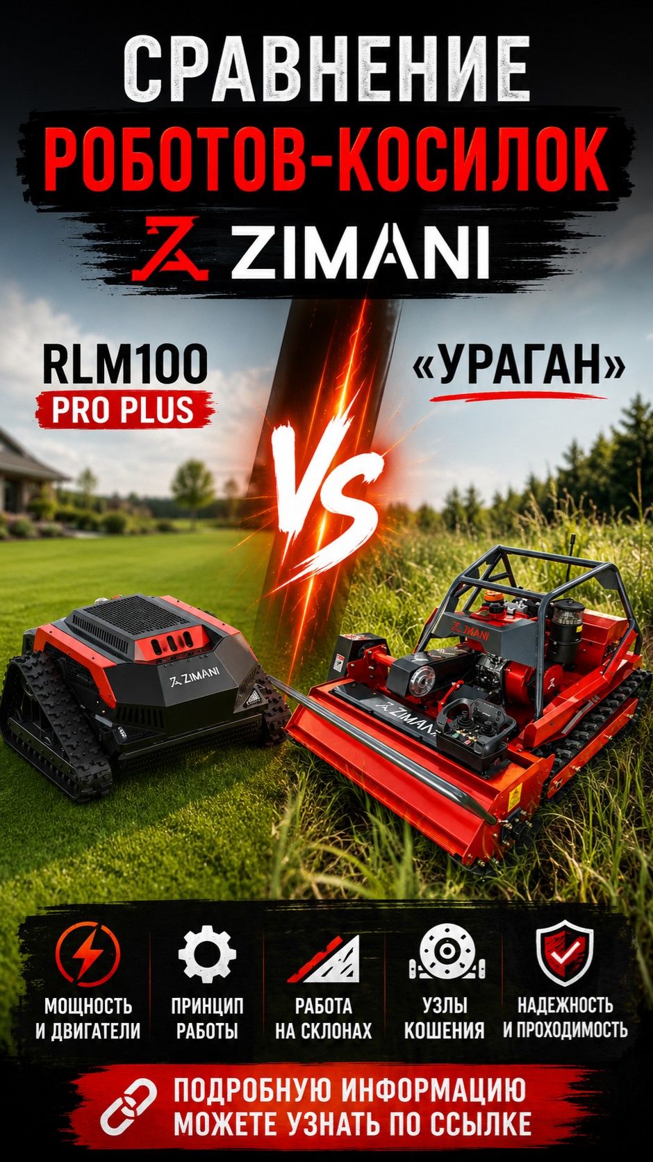 Сравнение роботов-косилок ZimAni | RLM100 PRO PLUS и УРАГАН