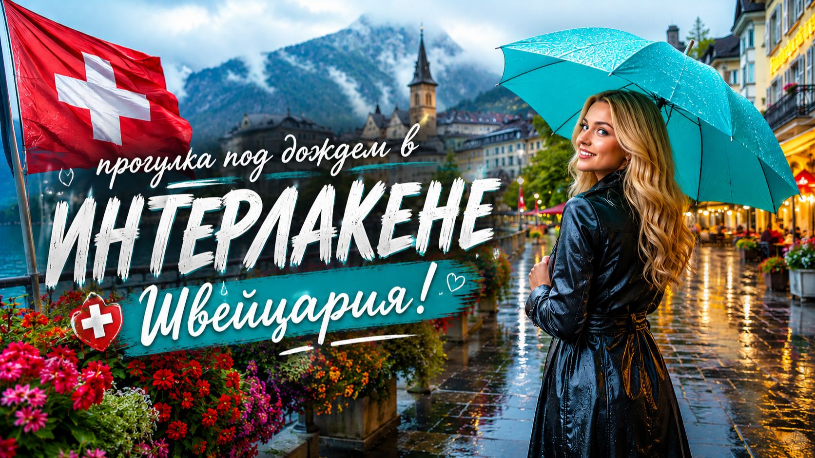Спокойная прогулка под дождем в Интерлакене, Швейцария ☔️🇨🇭Самый очаровательный швейцарский город