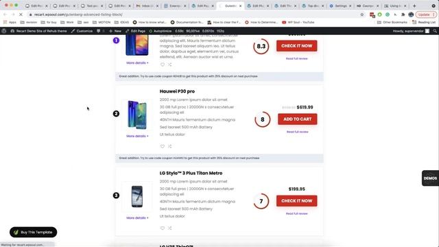ReHub Theme WordPress Custom Listings In Gutenberg - Пользовательские списки в WordPress в Gutenberg