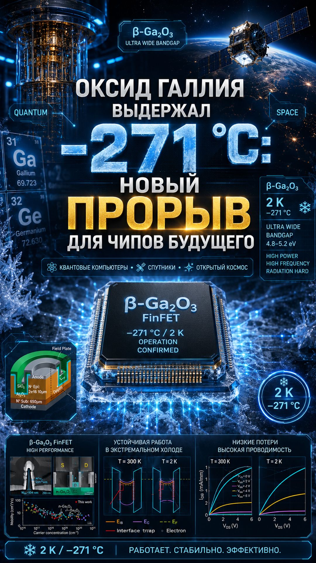 Почему электроника на оксиде галлия при 2 K — это важный шаг для квантовых компьютеров и космоса