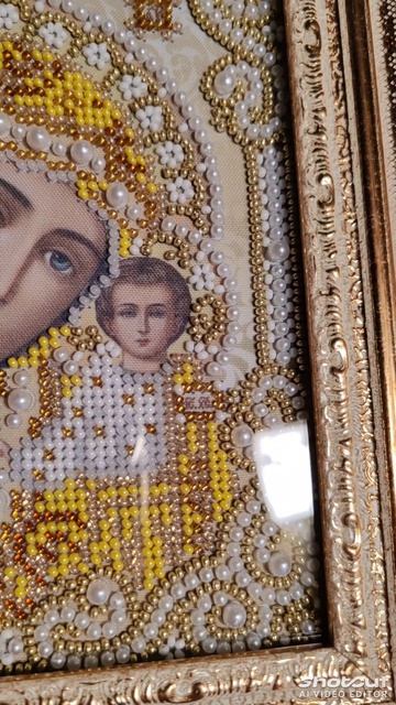 Казанская Пресвятая Богородица бисером после багета