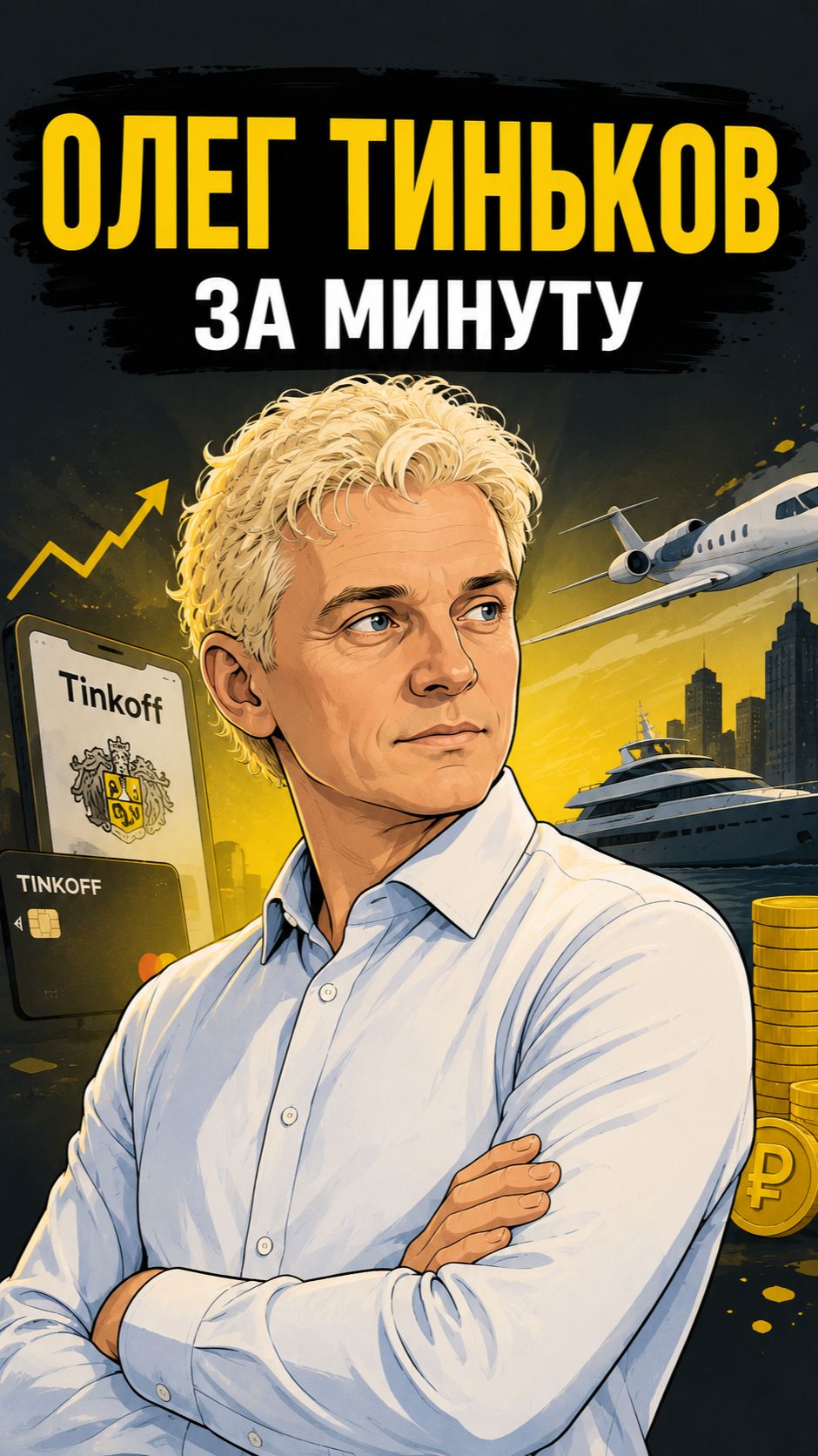 История Олег Тиньков за 60 секунд.