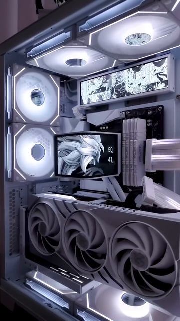 I just love the look of a full white theme 🤍#gamingsetup#gamingroom#deskgoals#pcsetup#desksetup