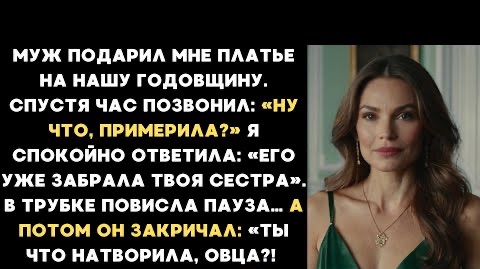 Муж подарил мне платье на нашу годовщину. Спустя час позвонил: «Ты что натворила, овца?!