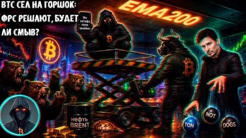 BTC сел на горшок ликвидации, ETF и ФРС решают, будет ли смыв TON, NOT, DOGS ЗОЛОТО и Нефть.