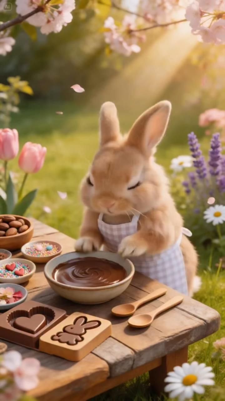 🐰 Мама-крольчиха мастерски готовит фигурный шоколад 🍫✨😄
