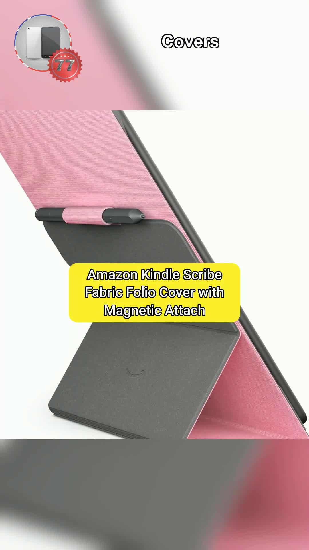 7⃣7⃣Amazon Kindle Scribe Fabric Folio Cover with Magnetic Attach, Sleek Protective Case - Rose