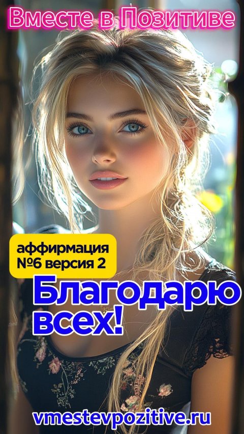 Affirmation. Female. №6. Благодарю всех! (v2)