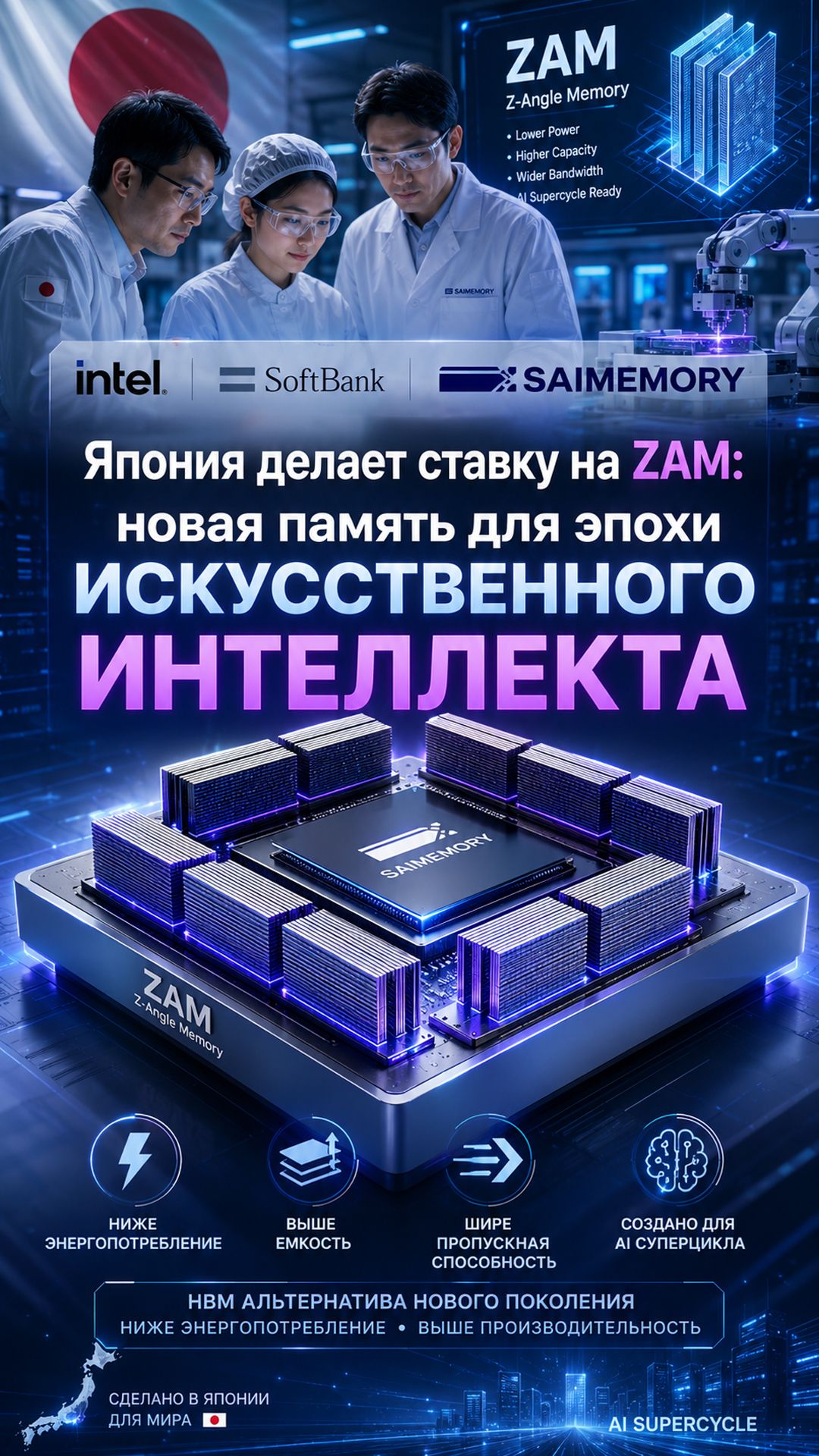 Почему господдержка ZAM важна: Япония делает ставку на альтернативу HBM для ИИ
