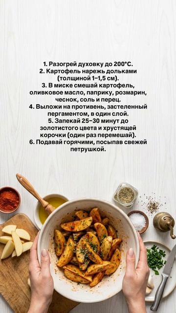 Картофельные дольки с паприкой и розмарином 🥔Хрустящие, ароматные, за 30 минут в духовке! #картофель