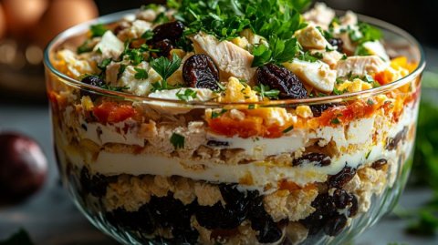 Оливье больше не готовлю! Салат с курицей и черносливом.