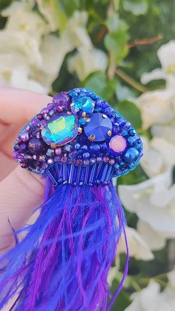Брошь Медуза 🪼 насыщенного сине-фиолетового оттенка 💙💜