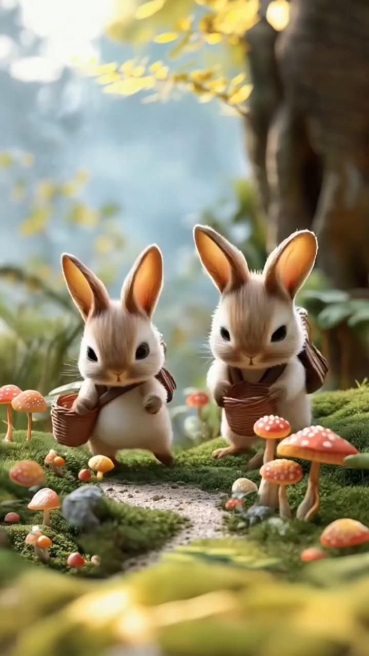 🍄🐰 Кролики пошли по грибы в сказочный лес 🍄🐰