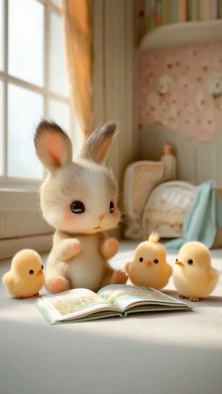 🐰Кролик нянчит маленьких цыплят 🐰
