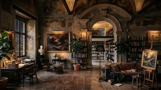 For The Old Souls. Spatial Dark Cello & Piano In A Royal Dark Academia Study.