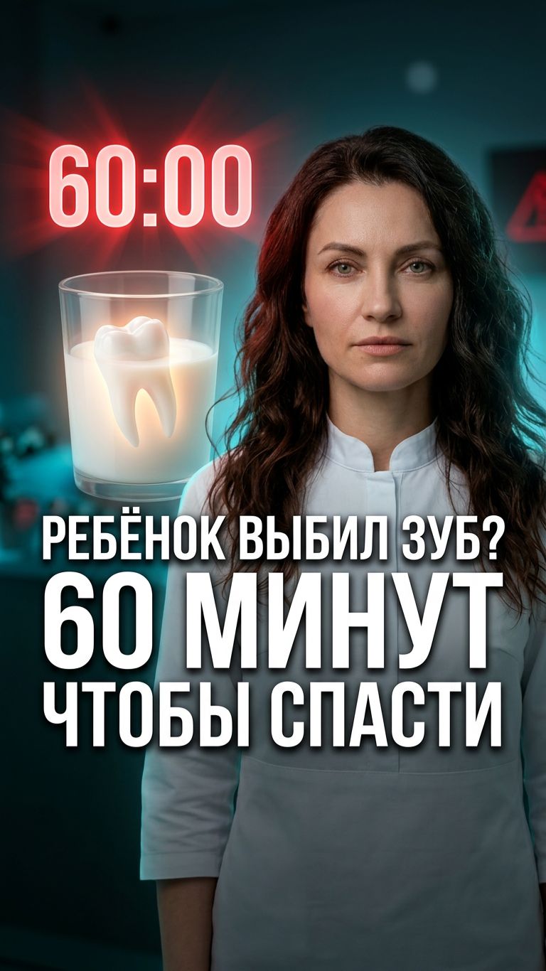 🦷 Ребёнок выбил зуб — алгоритм действий на 60 минут