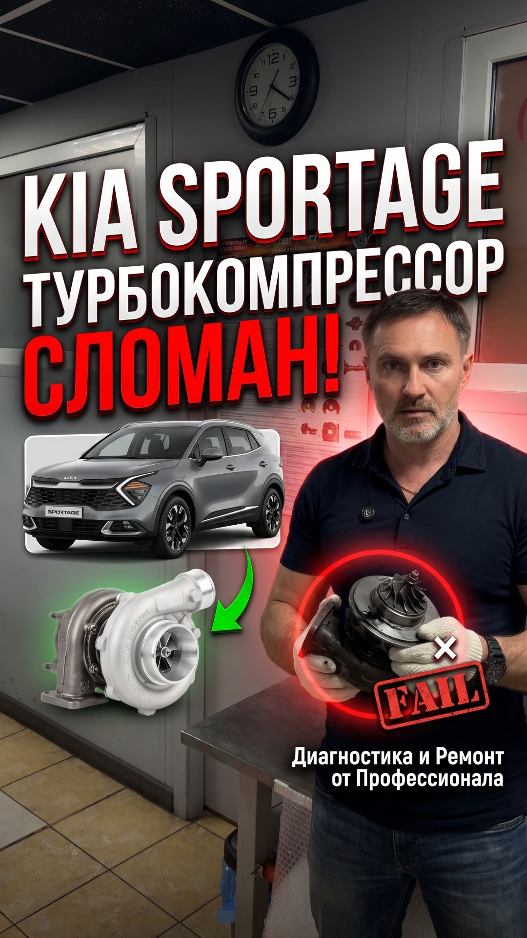 Kia Sportage 2.0 ремонт турбины.