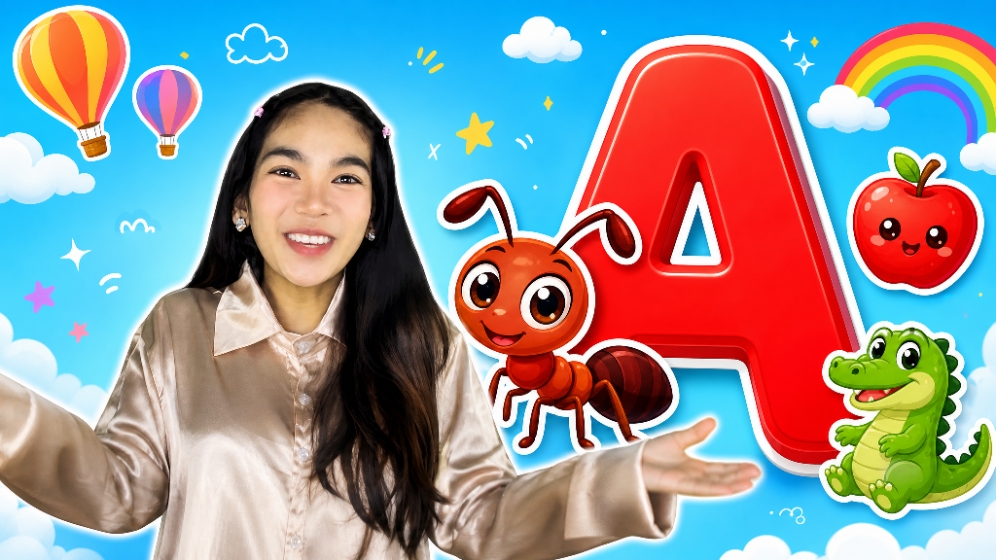 Буква A по-английски для детей | Ant, Apple, Alligator + игра Jump & Freeze | Teacher Lumi