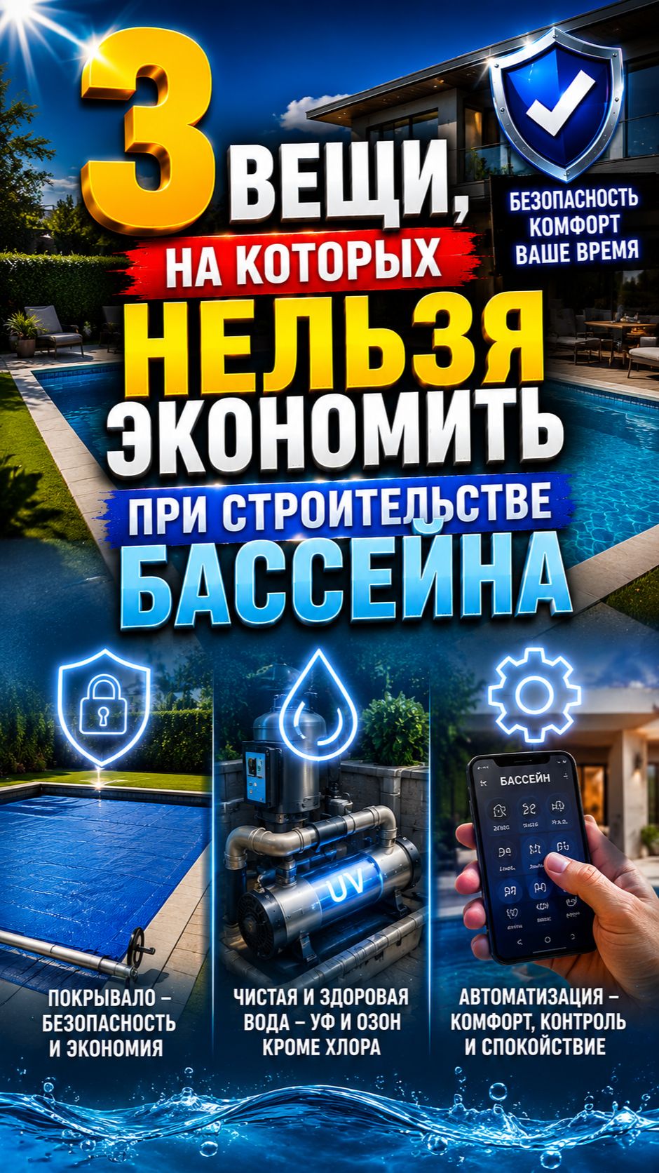На чем НЕЛЬЗЯ экономить при строительстве бассейна