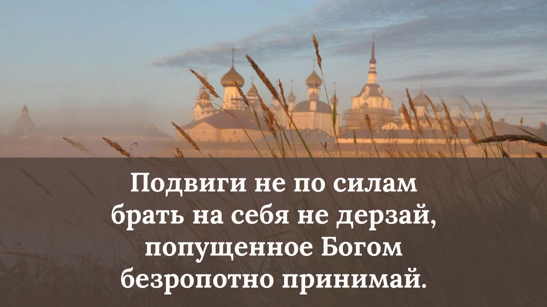 Подвиги не по силам брать на себя не дерзай, попущенное Богом безропотно принимай