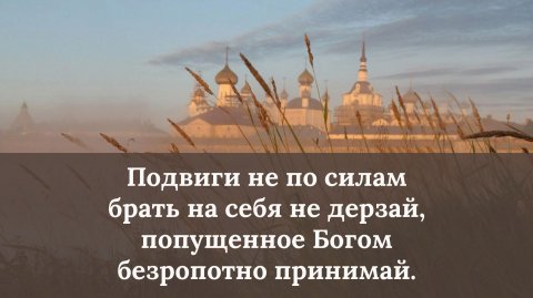 Подвиги не по силам брать на себя не дерзай, попущенное Богом безропотно принимай