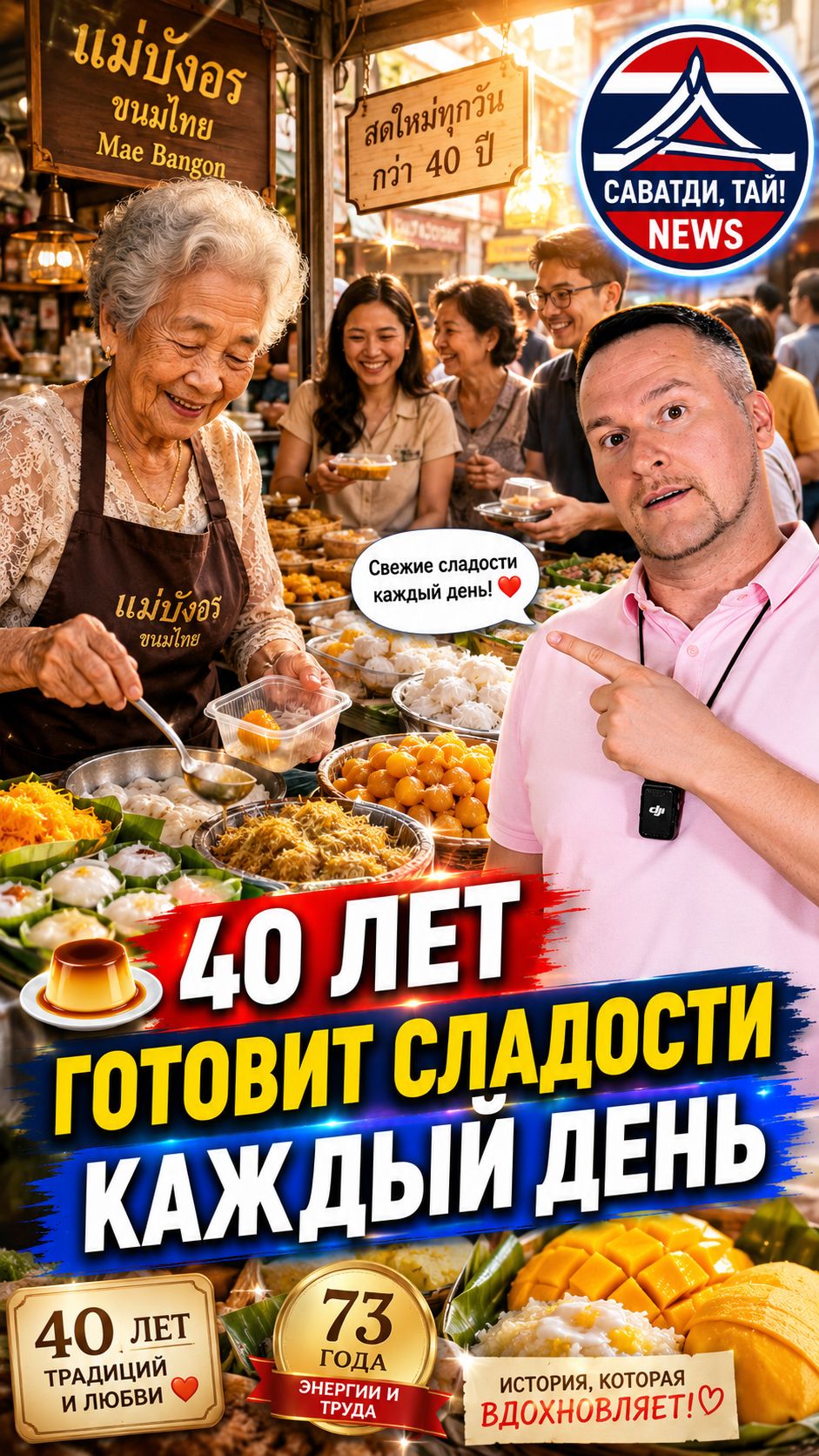 ТАЙКА 40 ЛЕТ ПРОДАЁТ СЛАДОСТИ И НЕ СОБИРАЕТСЯ ОСТАНАВЛИВАТЬСЯ #новости #новостисегодня #паттайя