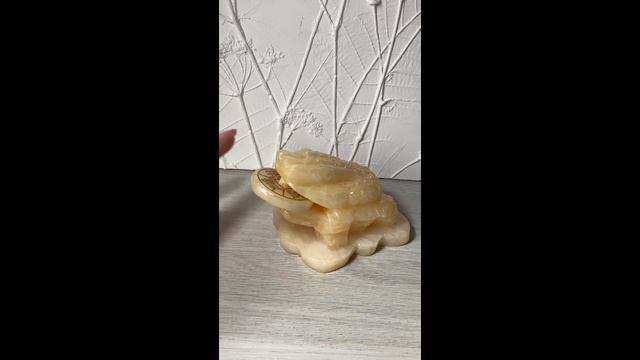 Лягушка с монетой, кальцит