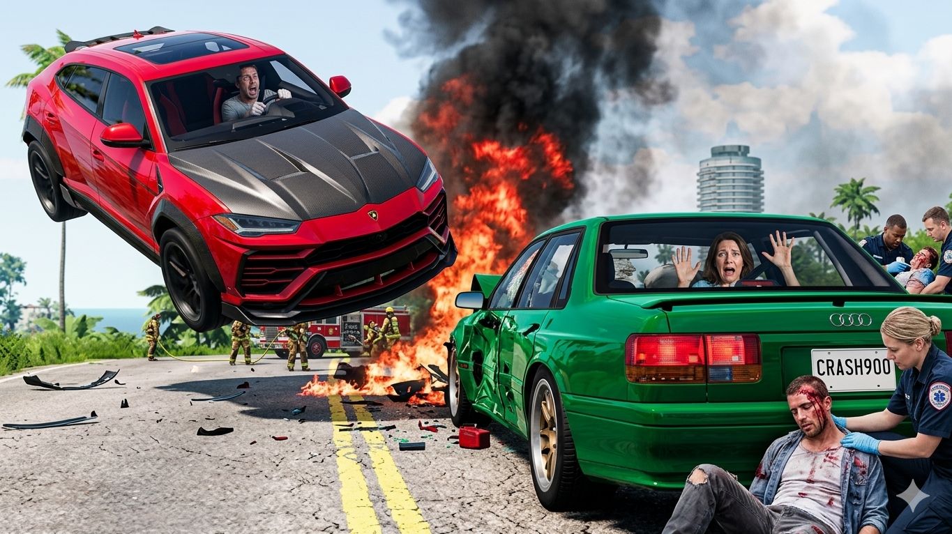 BeamNG/Drive - Аварии с высокоскоростным движением автомобилей