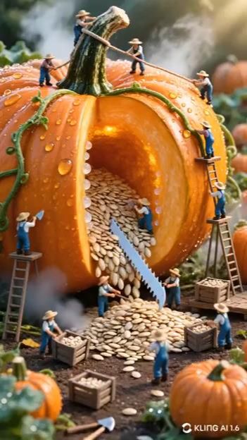 🎃👑 Лилипутики-рабочие мастерски чистят и обрабатывают тыкву 🎃👑