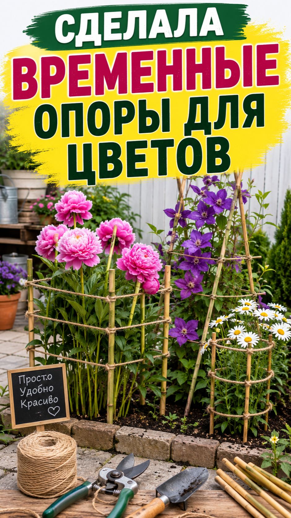 сделала временный опоры для цветов