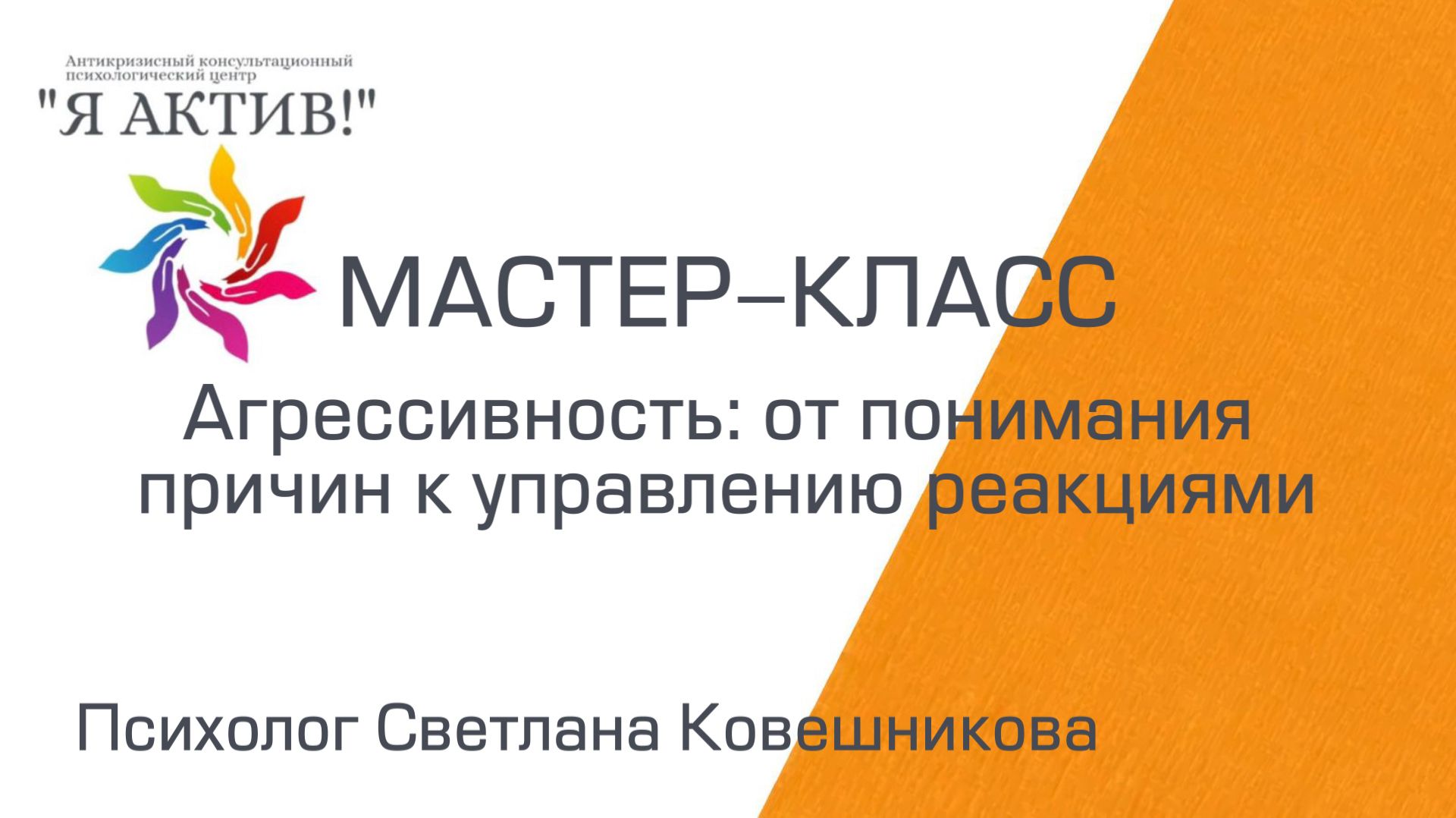 Мастер-класс «Агрессивность: от понимания причин к управлению реакциями»