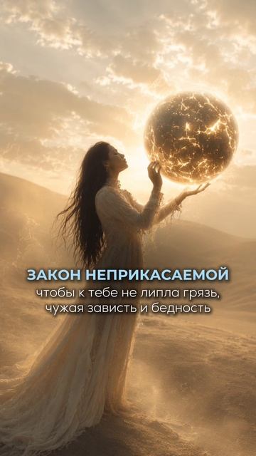 ЗАКОН НЕПРИКАСАЕМОЙ чтобы к тебе не липла грязь, чужая зависть и бедность
