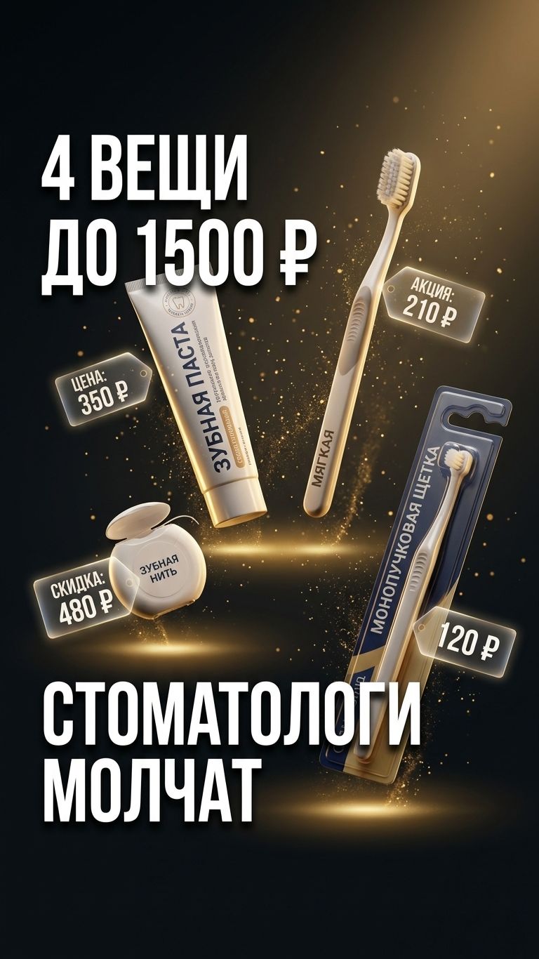 5 средств для зубов до 1500₽, которые используют стоматологи. Щетка Pesitro, монопучок, нить