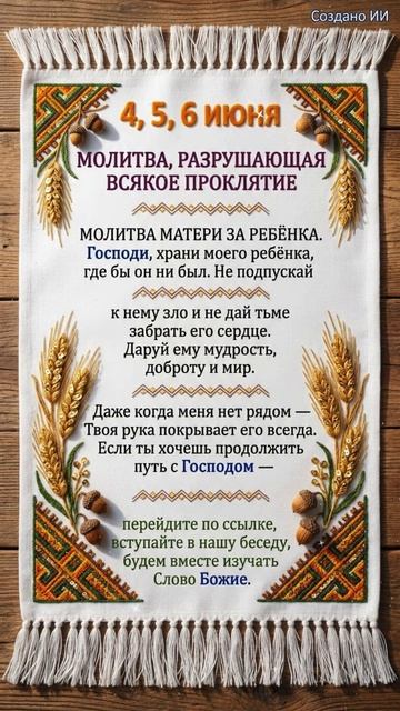 4,5, 6 июня МОЛИТВА, РАЗРУШАЮЩАЯ ВСЯКОЕ ПРОКЛЯТИЕ