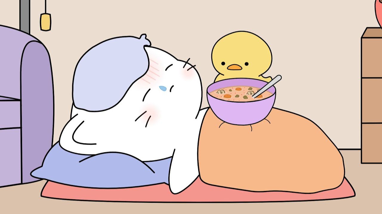 Утенок ухаживает за заболевшим котом 🐥💊😿 АСМР ❤️ анимация. Мультики для детей. Мультфильмы