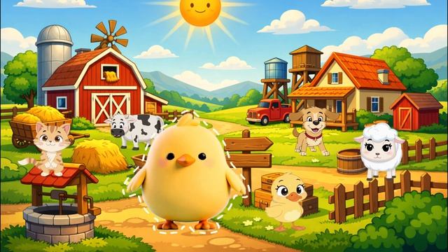 🍿 Учим звуки животных | Цыплёнок Буба 🐥| Детская песенка для малышей