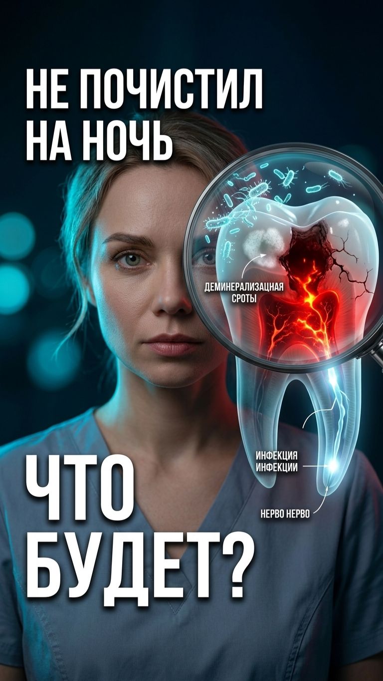 🦷 Что творится во рту, если не чистить зубы перед сном
