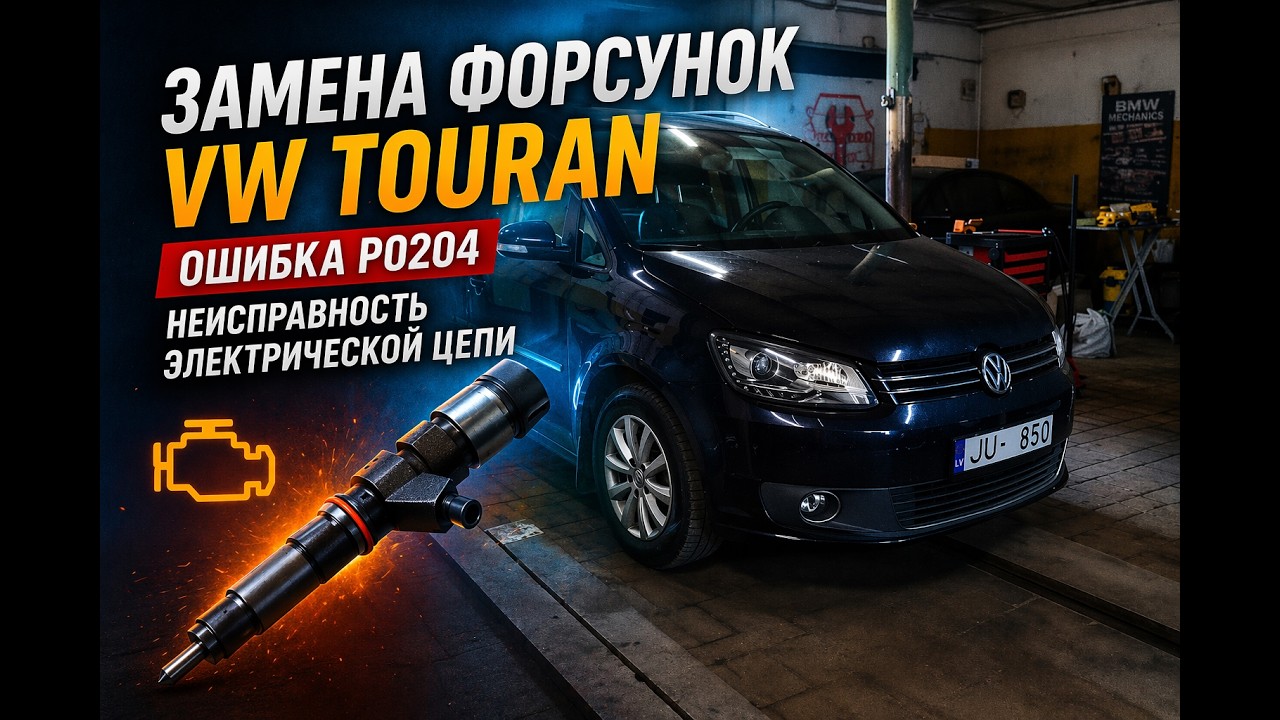 Ошибка P0204 на VW Touran — замена форсунки решила проблему!