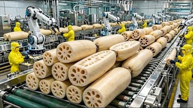 Внутри высокотехнологичного завода по переработке лотосовых корней, о котором вы не знали