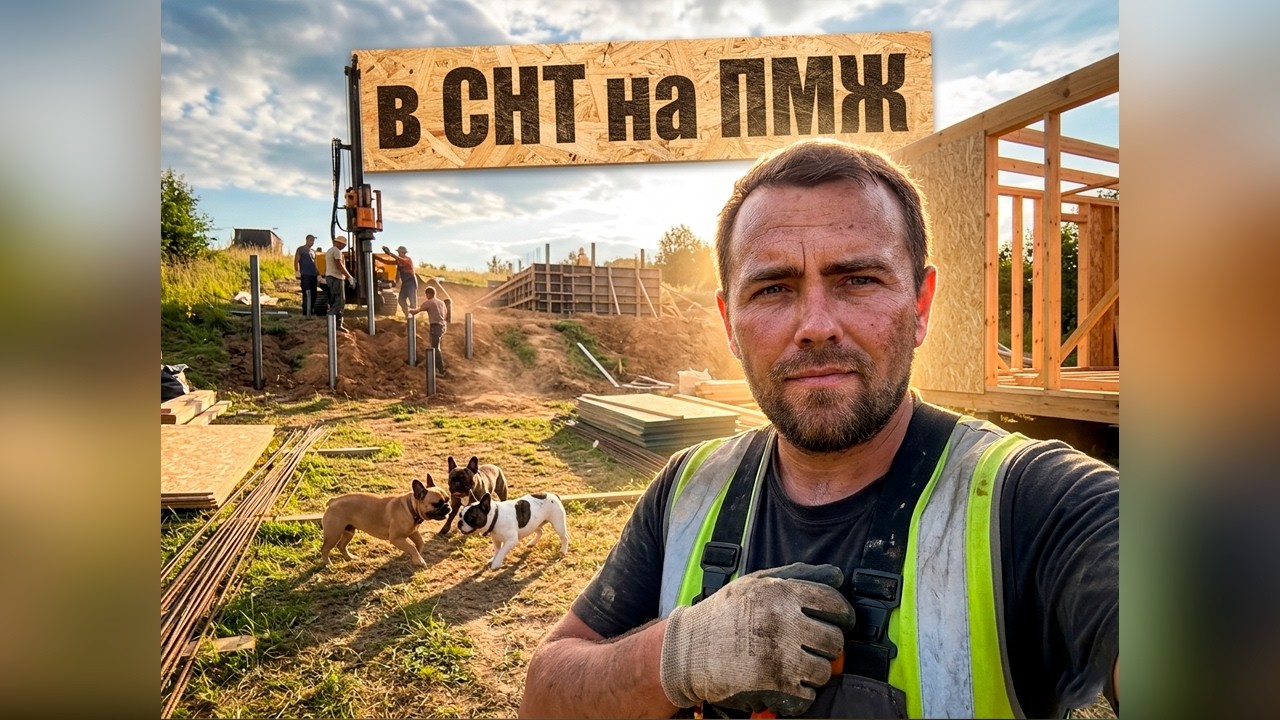 Влог в СНТ на ПМЖ #2 жара в 30+, без воды, крутим сваи!